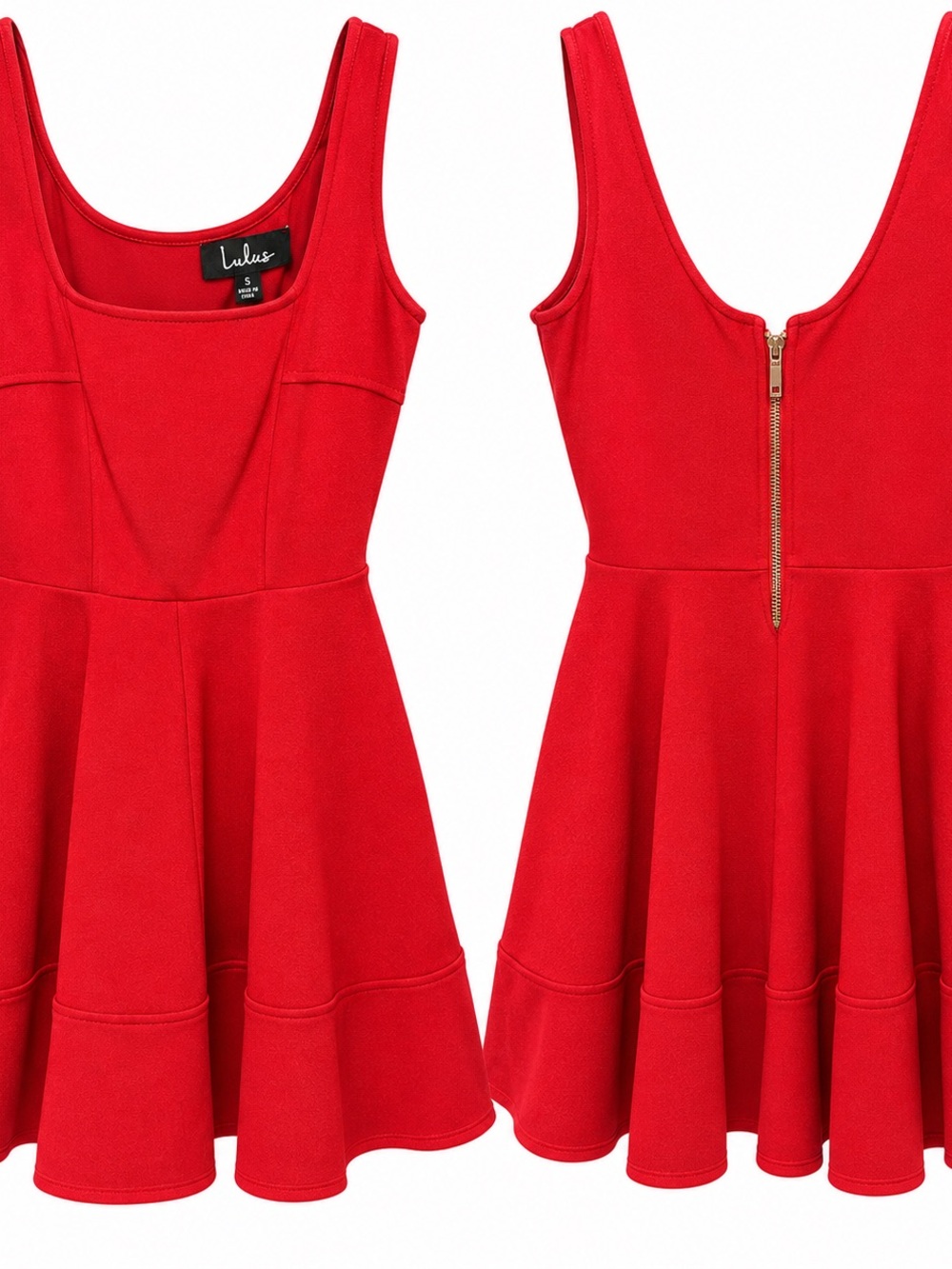 Lulu's Red Sleeveless Fit & Flare Dress with Back Zip
